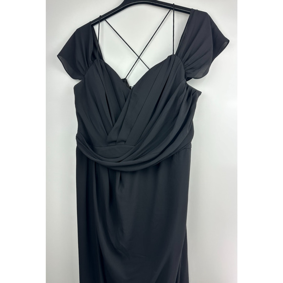 City Chic Entwine Ruched Cold Shoulder Tulip Midi Dress Black Plus Size L 20 - Picture 5 of 14